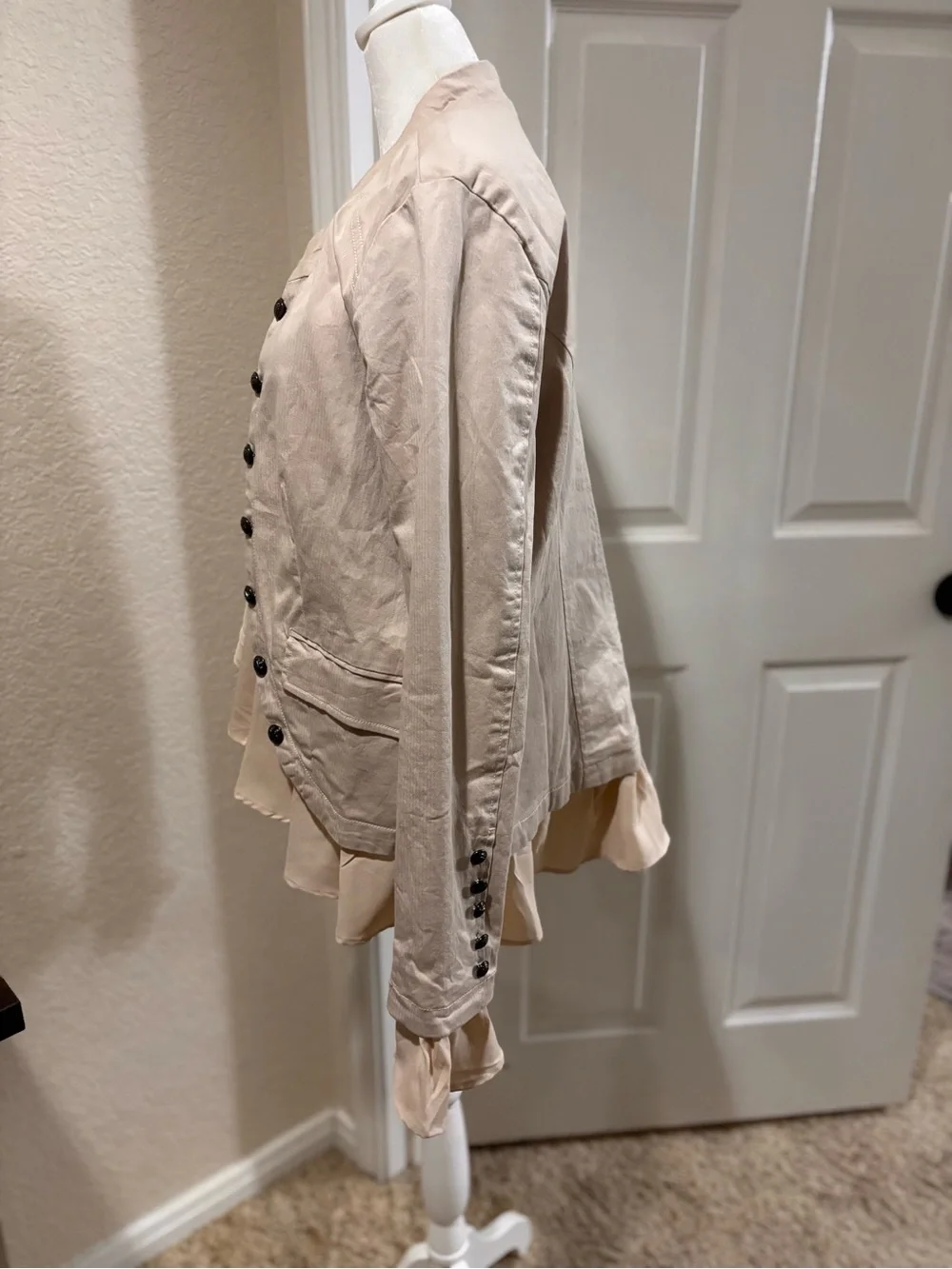 Free People Beige Layered Button-Front Blazer